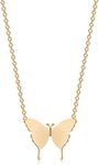 MEVECCO Gold Dainty Initial Necklace 18K Gold Plated Butterfly Pendant Name Necklaces Delicate Everyday Necklace for Women Minimalist Personalized Jewelry