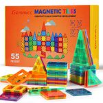 Gemmicc Magnetic Tiles, Magnet Toys Building Blocks for Kids, STEM Approved Educational Toys, Magnet Puzzles Stacking Blocks for Boys Girls,55 PCS Starter Set