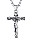 U7 Crucifix Jewellery Mens Cross Necklace Stainless Steel Pendant Jesus Catholic Christian Necklaces For Women