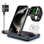 WAITIEE Wireless Charger 3 in 1, 15W Fast Charging Station for Apple iWatch 6/5/4/3/2/1,AirPods Pro,for 13Pro Max/13 Pro/13/12/11/11 Pro/X/Xr/Xs/8/Samsung Galaxy Phone Series(No Watch Charging Cable)