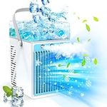 Portable Air Conditioners, 4 in 1 Rechargeable Evaporative Personal Cooler Humidifier with 6 Ice Boxes, 3 Speeds Quiet Mini AC with LED, Air Conditioner Desktop Cooling Fan for Office Tent Bedroom