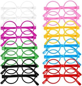 heavenlife 16 Pezzi Plastica Occhiali Senza Lenti per Bambini, Halloween Occhiali Neri Rotondi, Partito Favore Occhiali per Compleanno Natale Mascherata Cosplay Feste a Tema Carnevale (Multicolore)