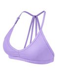 YEOREO Workout Sports Bras for Women Padded Strappy Open Back Gym Bra Lorelie Light Impact Criss Cross Yoga Crop Top Light Purple S