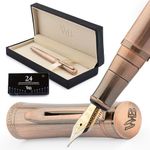 Wordsworth & Black Luxury Fountain Pen - Stunning Brushed Copper Pen, 18K Gilded Nib (Medium), Ink Converter, Best Pen Gift Set for Men & Women, Professional, Executive, Office, Nice Pens