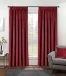 Enhanced Living Velvet Red Thermal 100% Blackout Curtains with Tape Top - 46 x 72 Inch (117 x 183cm) - Supersoft Energy Saving & Noise Reducing Curtains for Living Room & Bedroom.