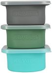 KEVJES Stackable Air-tight Silicone Pizza Dough Ball Proofing Containers with Lids-3pack-500ml portion (Green+Blue+Space Grey)