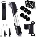 VeloChampion Mini Bicycle Pump with Frame Mount. Portable Alloy 7 Pump For Presta, Schrader and Dunlop Valves. Suitable for All Bikes - Road, Mountain & BMX 100 PSI / 7 Bar (Alloy 7 Pump with patches)