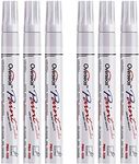 White Paint Markers Pens - Single color 6 Pack Permanent Oil Based Paint Pen, Medium Tip, Quick Dry and Waterproof Marker for Rock, Wood, Fabric, Plastic, Canvas, Glass, Mugs, Canvas, Glass