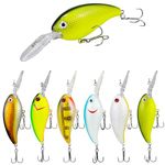 Hard Fishing Lures 6PCS Minnow Crankbait with Two Treble Fishing Hooks 3D Eyes for Bass Walleye Pike Fishing Lure Kit 10cm/3.94inch Spinner Baits for Saltwater Freshwater