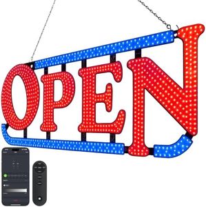 43" x 16" High-Brightness LED Open Sign for Business, 7-Day On/Off Schedule