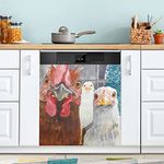 Dishwasher Magnet Cover Magnetic Decorative Dish Washer Covers for The Front Refrigerator Door Covers Three Chicken Look at The Camera
