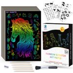 Hycozy Scratch Art for Kids 62 Pcs, Rainbow Scratch Cards, DIY Scratch Art Paper, Magic Scratch Notes, Birthday & Christmas Gifts, Craft Kits for Boys & Girls, Doodling Art & Sketching