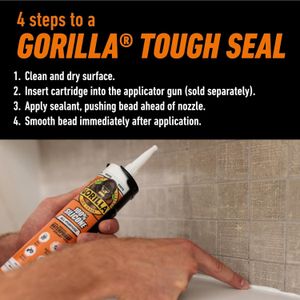 Gorilla White Silicone Sealant, 295ml – Waterproof Adhesive