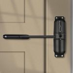 HoneSecur Safety Spring Door Closers, Adjustable Closing Door Hinge, Automatic Stopper Fire Rated, to Convert Hinged Doors to Self Closing Doors - Black