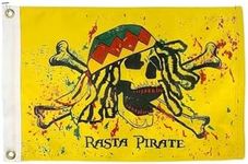 12x18" Rasta Pirate Boat Flag - Double Sided All Weather Nylon & Reinforced Fly Ends - Proudly Made in the USA