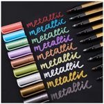 Sunshilor Metallic Marker Pens Medium Point Metallic Pens for Black Paper, Art Rock Painting, Halloween Pumpkin, Easter Egg, Ceramics, Wine Glass, Mug, Plastic, Wood, Scrapbook Crafts, 9 Colors