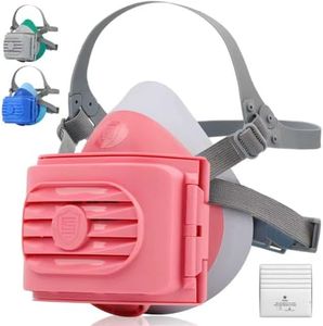 BEESAFETY Reusable Half Face Respirator Mask with 6 Filters for Dust,Painting, Sanding,Welding,Chemical Fumes,Gas, Asbestos,Grinding (Pink)