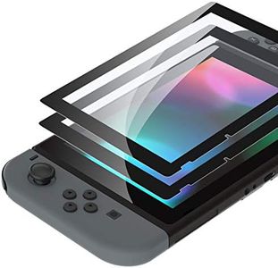 eXtremeRate 2 Pack Black Border Transparent HD Clear Saver Protector Film, Tempered Glass Screen Protector for Nintendo Switch [Anti-Scratch, Anti-Fingerprint, Shatterproof, Bubble-Free]
