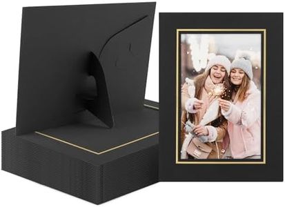 Golden State Art, Pack of 25, 4X6 Paper Picture Frames with Easel, Paper Photo Frame Cards, DIY Cardboard Photo Frame (Black with Gold Lining)