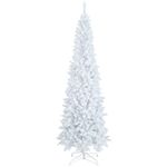 DORTALA Pre-lit Christmas Tree, 7FT Pencil Artificial Slim Xmas Tree with 800 Branch Tips, 300 Warm White LED Lights, 8 Lighting Modes, White