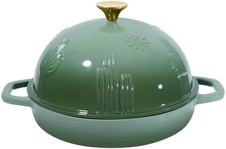 Flavehc Bread Oven Cast Iron Bread Dutch Oven with Cloche Lid for Bread Baking Green Enameled Cast Iron Bread Oven with Dome Lid for Sourdough 5 qt