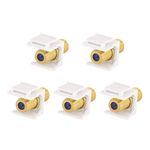 VCE Coax Keystone Jack Insert,3GHz Coaxial Cable Connector Gold-Plated,5-Pack F-Type RG6 Cable Extender Female to Female for Wall Plate and Patch Panel