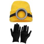 DSKOBT Costume Accessories Retro Steampunk Goggles Yellow Beanie Knitted Hat Black Gloves Movie Cosplay, Yellow3, Medium