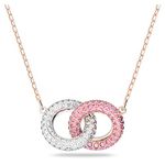 Swarovski Stone Necklace, Clear and Pink Pavé Crystals in a Rose Gold Tone Plated Setting, from the Stones Collection