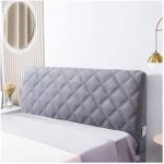 Bed Headboard Cover Velvet King with Pocket Headboard Slipcover Queen Padded Gray Bed Head Cover Thicken Quilted Dustproof Headboard Protector Cover Full/Twin/California King Size