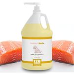 Salmon Oil for Dogs - 100% Pure Norwegian Virtually Odorless Fish Oil - Omega-3 Supplements for Dogs & Cats - Promotes Healthy Skin & Coat - Dog Food Oil in Pump Bottle (128 oz / 1 Gal / 3.785 Litres)