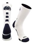 TCK Sports Penn State Nittany Lions Baseline Crew Socks (White/Blue, Large)