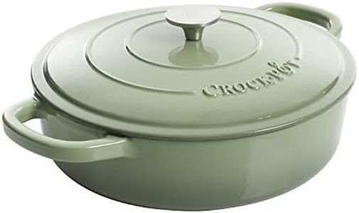 Crock Pot Artisan Enameled Cast Iron Braiser W/Lid, 5-Quart, Pistachio