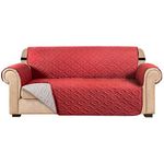 AMEHA Sofa Cover 3 Seater Water Repellent Sofa Slipcovers – Non Slip Reversible Sofa Protectors from Pets & Kids with Adjustable Elastic Straps Embossed Quilted Washable Couch Covers, Burgundy Cream