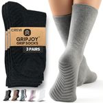 Gripjoy Grip Socks Non Slip Socks for Women Men | Non Skid Hospital Socks – 3 pk (Large (Women's 9-14, Men's 8-12), Black)