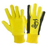 KOOKABURRA Unisex Padded Cotton Wicket Keeping Inners, Yellow/Black, Adult UK