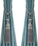 Selling Wonderful Curtain Holdbacks Curtains Tiebacks Home Decorative Braided Buckle Fastener Accessories Window Drapery Ball Tassels Tiebacks, Set of 2 (Silver Grey)