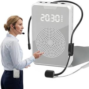 Sprachverstärker mit Mikrofon Kabellos 4500mAh – Tragbarer Stimmverstärker mit Aufnahmefunktion, Wiederaufladbarer Lautsprecher mit Spiegel, Uhr, Bund für Lehrer, Trainer & Tourführer
