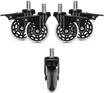 kwmobile Ruedas para Silla de Oficina - Set de 5X Rueda de Repuesto giratoria Universal de Ø 75 MM con Freno para Escritorio Mesa sillas - Negro