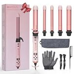 Bestauty Automatic Curling Iron, 0.75(2 PCS)/1/1.25" Interchangeable Ceramic Coating Heating Iron Barrels, Quick Heating Hair Curler 360° Rotating for Waver Curl, 4 Adjustable Temperature 320°F-430°F