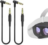 Geekria VR Short Audio Cable Compatible with Oculus Quest 2, HTC Virtual Reality Headset, 3.5mm Male to 3.5mm Male Cord, TRS & TRS Replacement Cable for Headphones (2 Pack / 1ft)