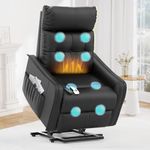 sisolos Recliner Armchair Rise and Recliner Chair for Elders, Power Lift Chairs with Massage & Heat, Extended Footrest, Electric Recliner Sofa Reclining Chair For Living Room with Dual Remote Controls