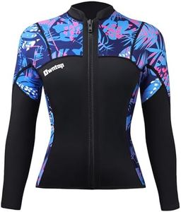 Owntop Wetsuit Jackets Womens, 2MM Wetsuit Top Long Sleeve, Keep Warm for Swimming Surfing Scuba Diving (Women's Purple, M)