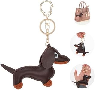 Giantree Leather Dachshund Keychain, Dachshund Keychain Bag Pendant Key Chain Cute Puppy Dog Charm Gifts, Brown