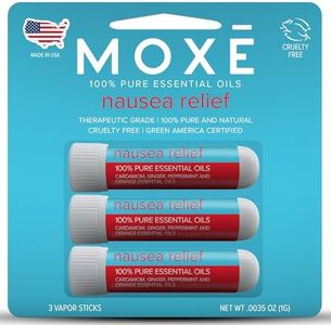 MOXĒ Nausea Relief Nasal Inhaler Sticks, All Natural Essential Oil Blend, Ginger, Cardamom, Peppermint, Sweet Orange, Upset Stomach, Headaches, Easy-to-Use Portable Aromatherapy, Made in USA, 3 Pack