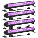 PIZHLO Upgraded 4 Pack 30W Black Light Bar, 30 LEDs Blacklight Flood Light with Switch+Plug+5ft Cord, Light Up 20x20ft for Blacklights Glow Party Body Paint Fluorescent Poster Stage Lighting Game Room