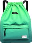 Risefit Waterproof Drawstring Backpack, Swimming Travelling Shopping Gym Bag Nylon Sports Backpack for Men Women Girls Boys (Green)