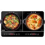 Baridi Portable Induction Hob: Two Zone Cooktop with 13A Plug, 2800W, 10 Power Settings, Touch Controls, 3-Hour Timer Function, Child Safety Lock, Black - DH146