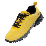 Mens Air Running Shoes Tennis Sneakers Athletic Breathable Gym Trail Running Shoes for Men Size Yellow