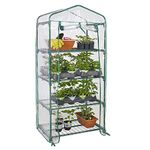 LIVINGbasics 4 Tier Portable Mini Greenhouse W/Clean Cover Winter Garden Plants Warm House - 27" x 19" x 63"