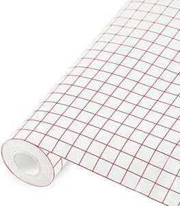 Gvolatee papier transfert avec grille d'alignement rouge, Ruban de transfert pour vinyle solide pour décalcomanies, fenêtres, autocollants de voiture, film de adhesif transfert 30.5 cm x 500 cm